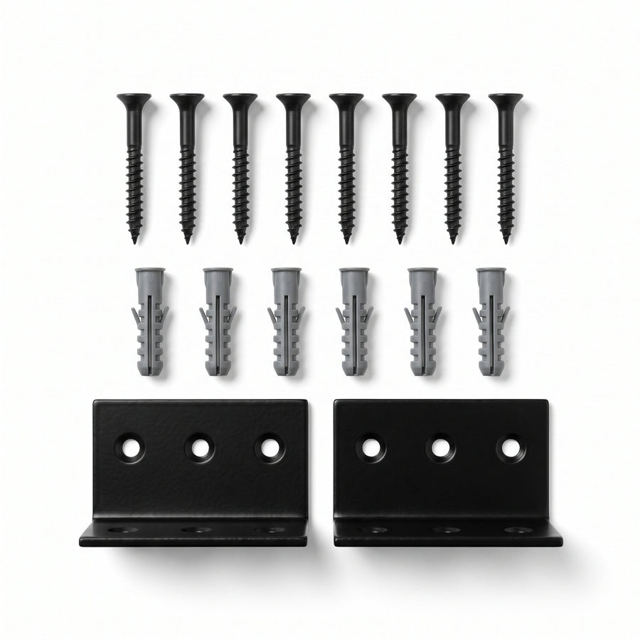 Kit de fixation présenté à plat sur fond blanc